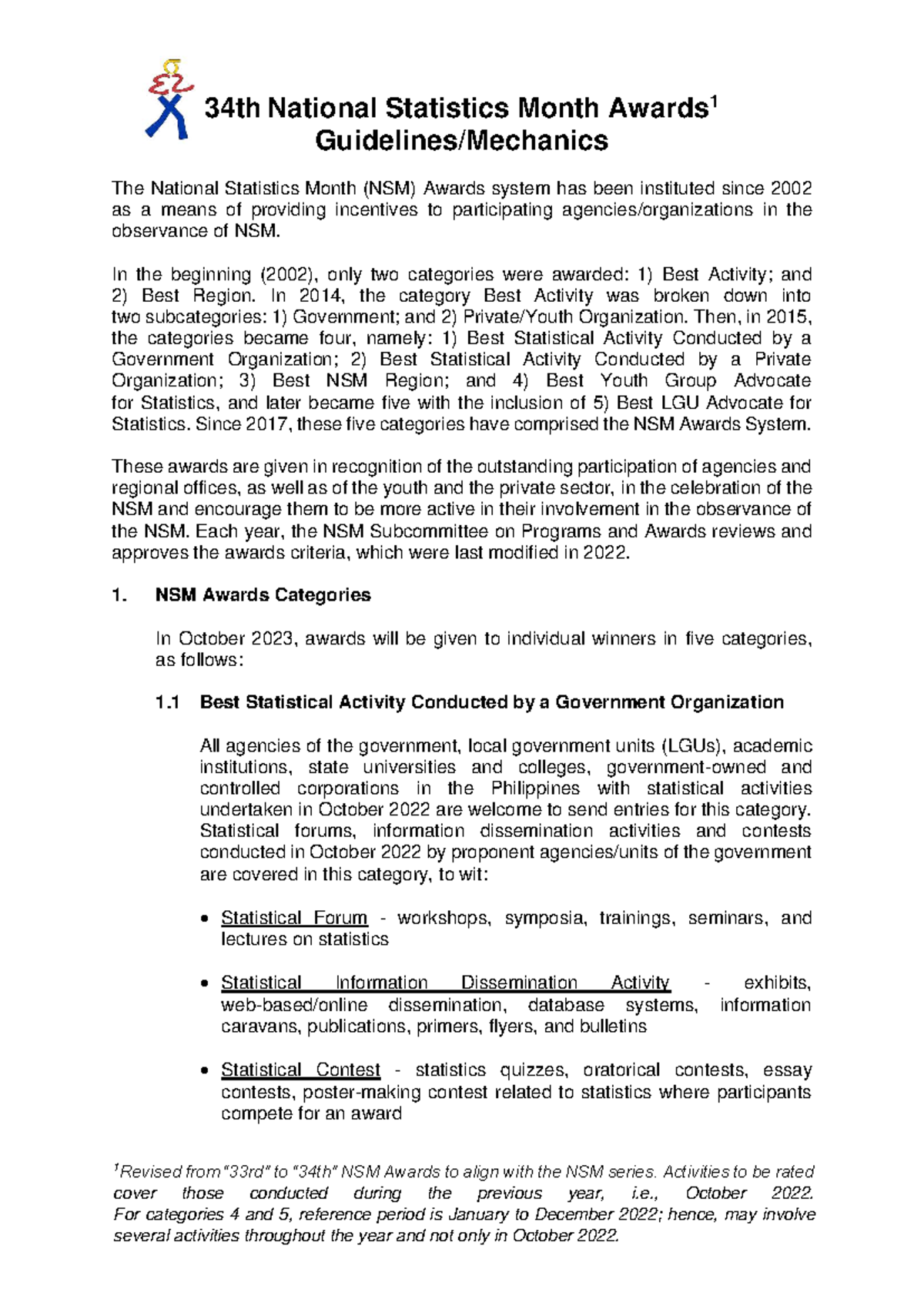 34th NSM Awards: Guidelines and Categories for Participation - Studocu