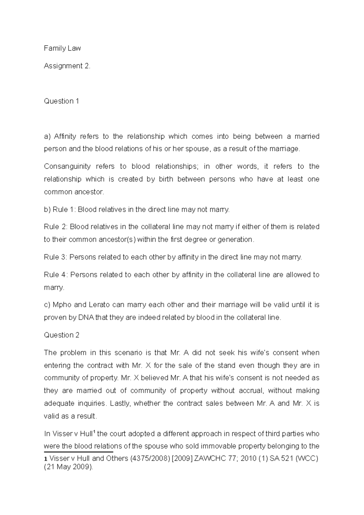 Family Law Assignment 2: Affinity and Consanguinity Explained - Studocu