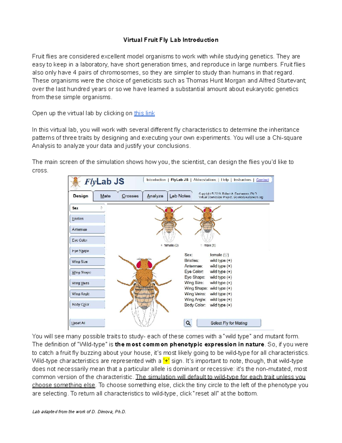 Nick Dandekar - Virtual Fruit Fly Genetics Lab Analysis (Part 1A) - Studocu