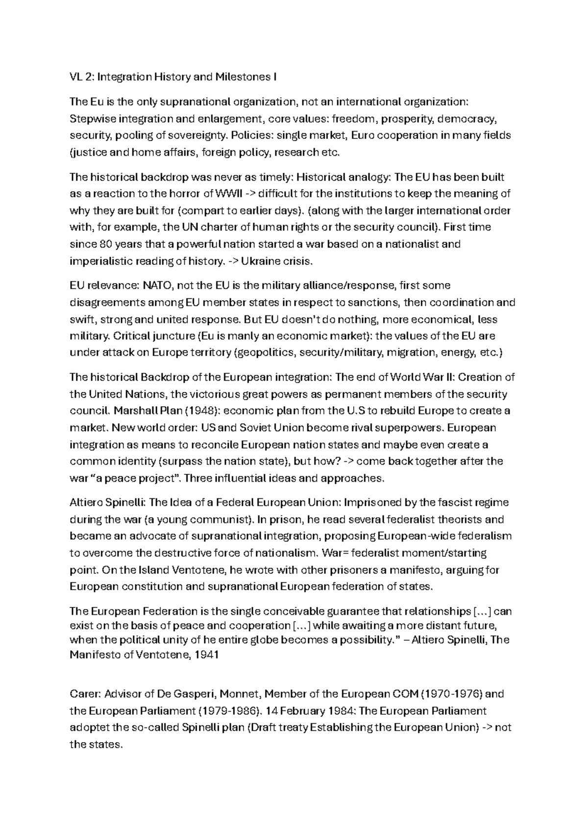 VL 2: Integration History and Milestones I - A Summary of the EU's ...