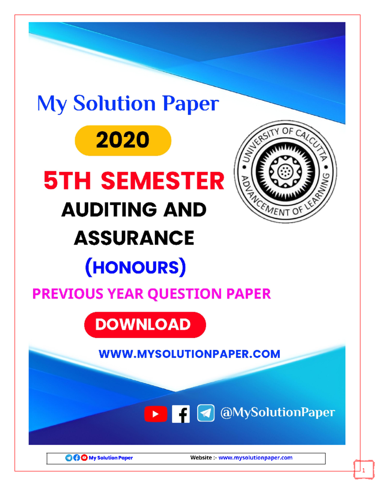 2020 Auditing & Assurance (H) 5th Sem Previous Year Question Paper ...