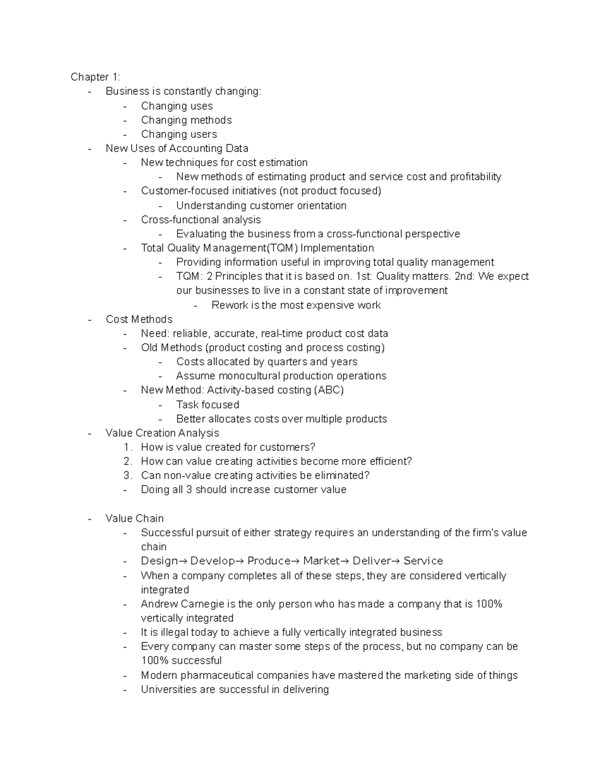 ACC 220 Notes: Overview of Chapter 1 - Business and Accounting Changes ...