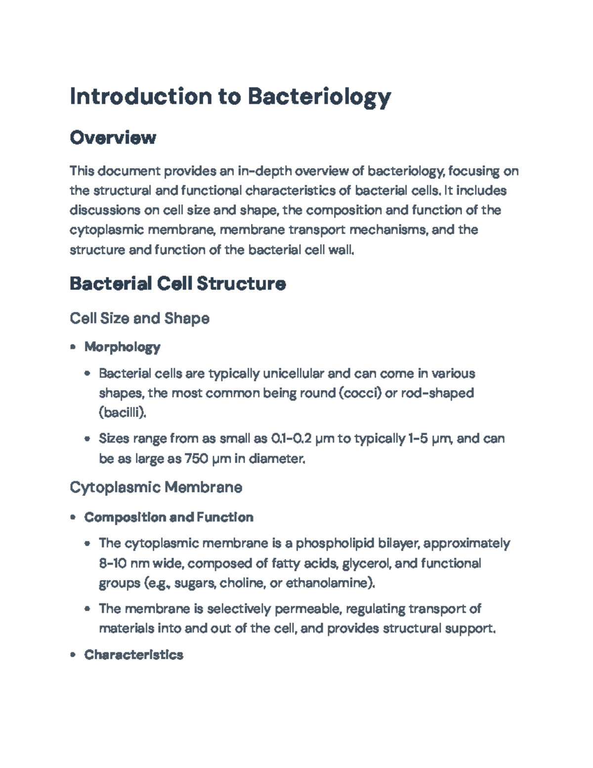 Bacteriology Overview: Structure and Function of Bacterial Cells ...