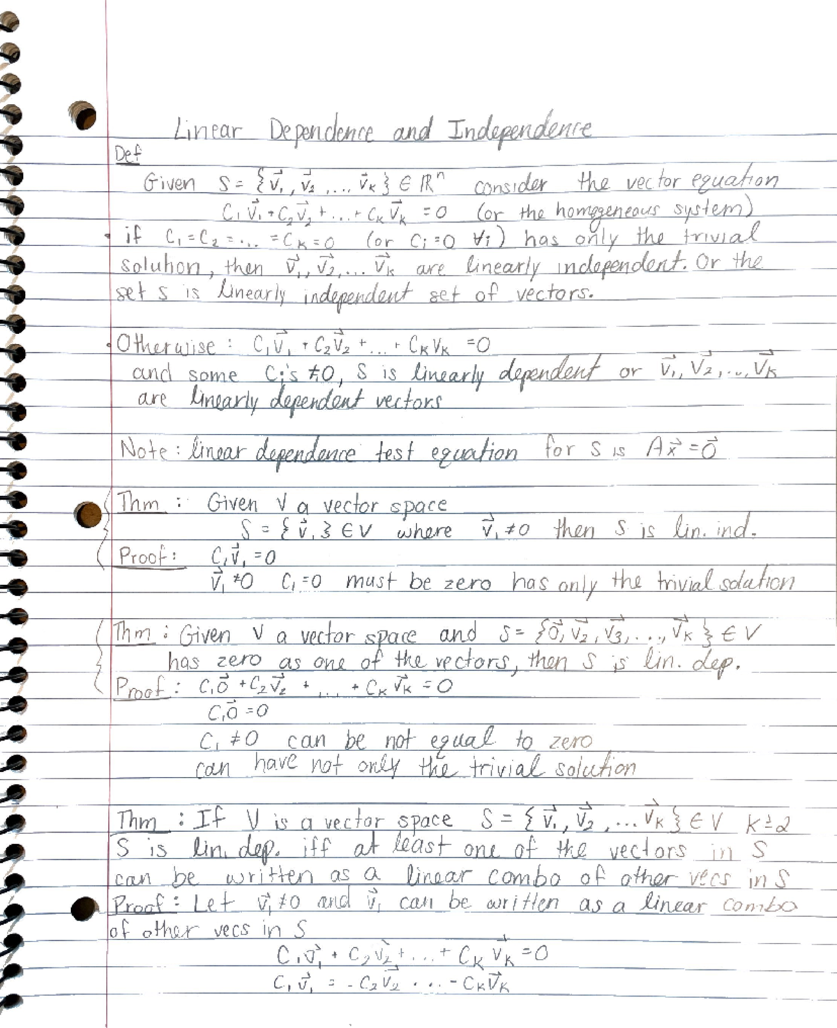 Linear Dependence and Independence in Vector Spaces - MATH 101 - Studocu
