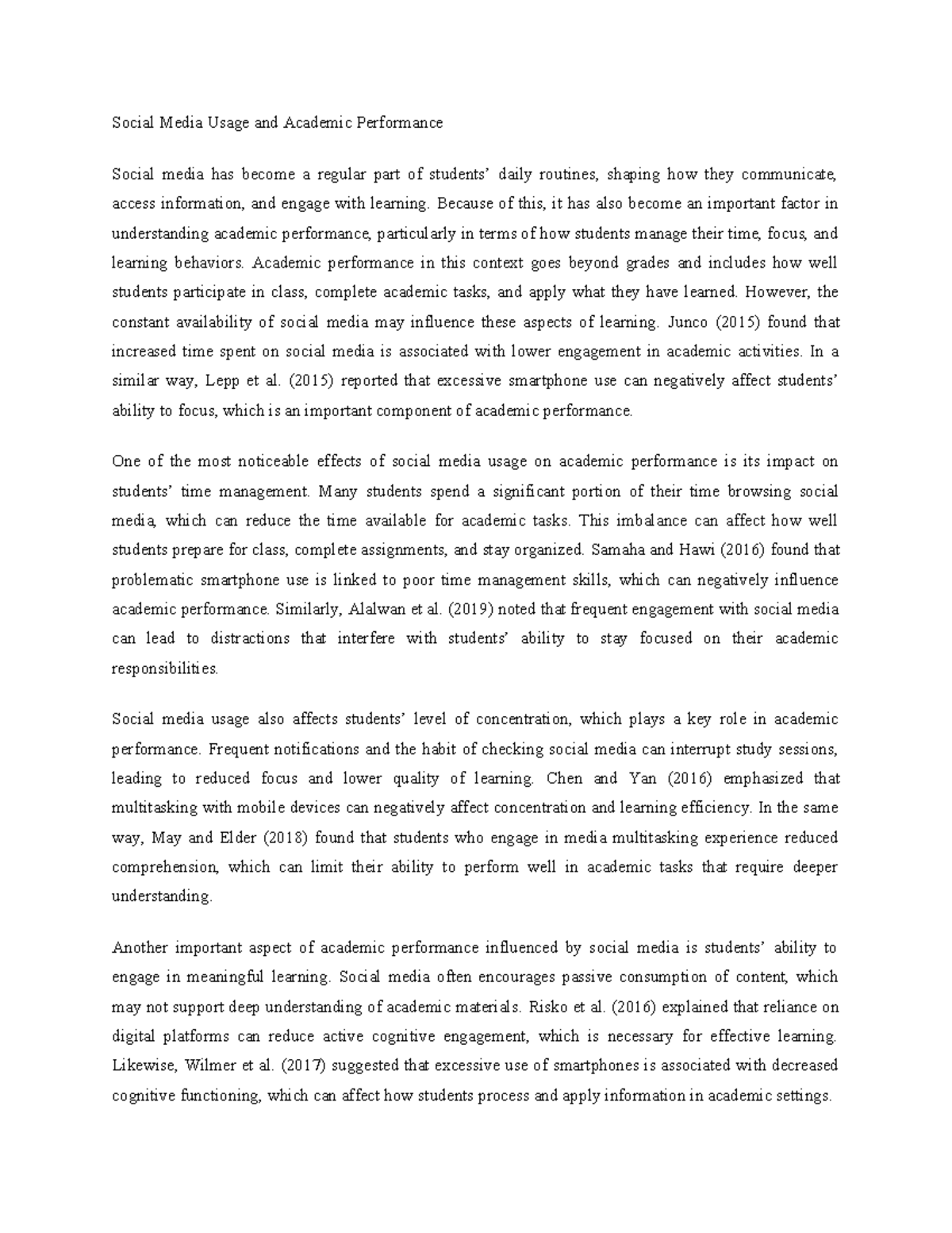 Social Media Usage and Academic Performance: Insights and Impacts - Studocu