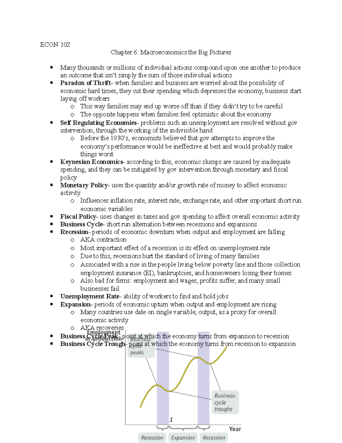 Macroeconomics the Big Picture: Chapter 6 Notes- ECON 102 UBC - ECON ...