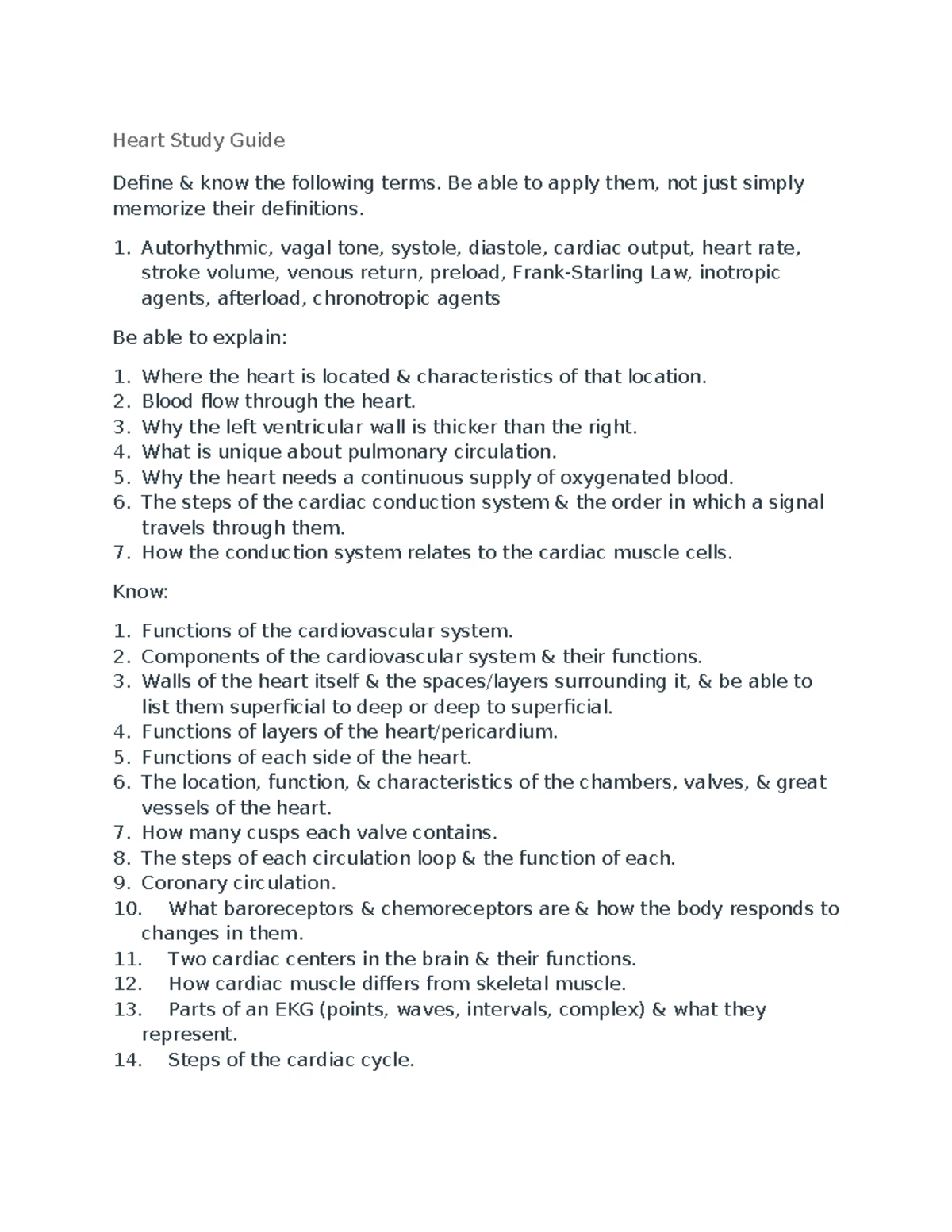 Comprehensive Cardiovascular System Overview (HS 101 - Lecture Notes ...