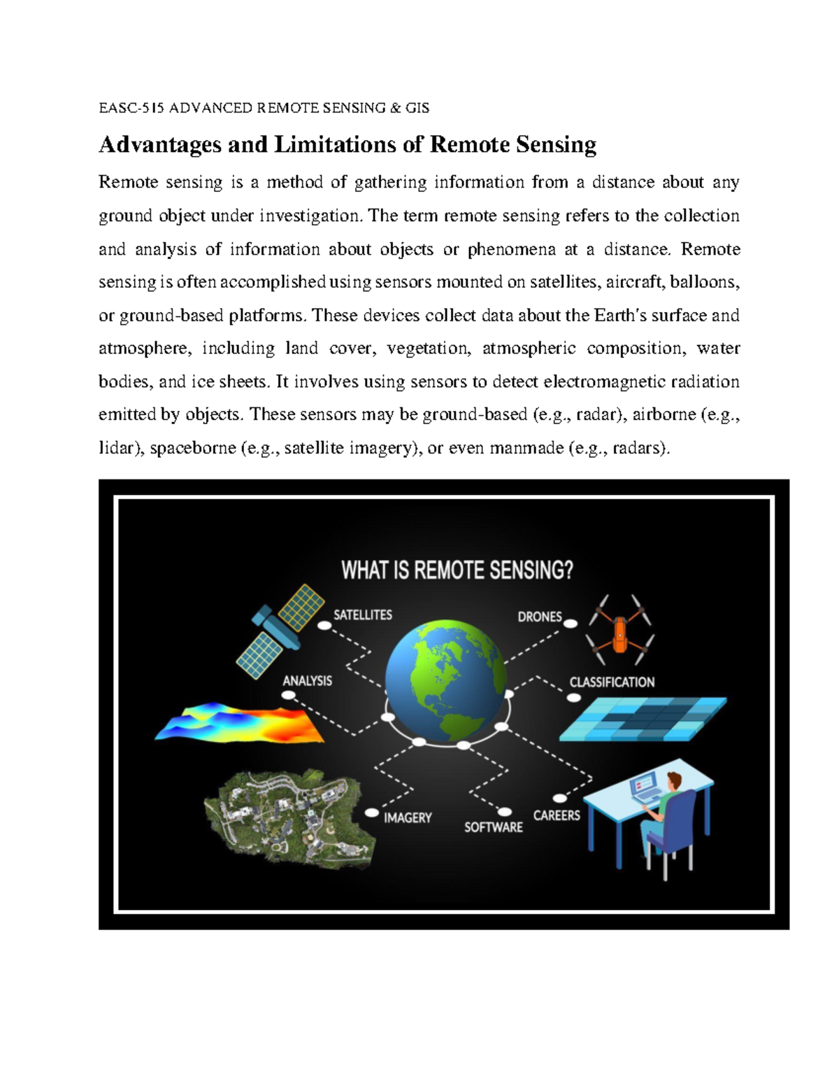EASC-515 Advantages and Limitations of Remote Sensing Overview - Studocu