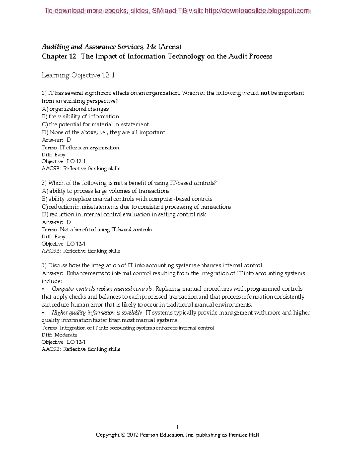 Auditing & Assurance Services: Chapter 12 - IT's Impact on Audit ...