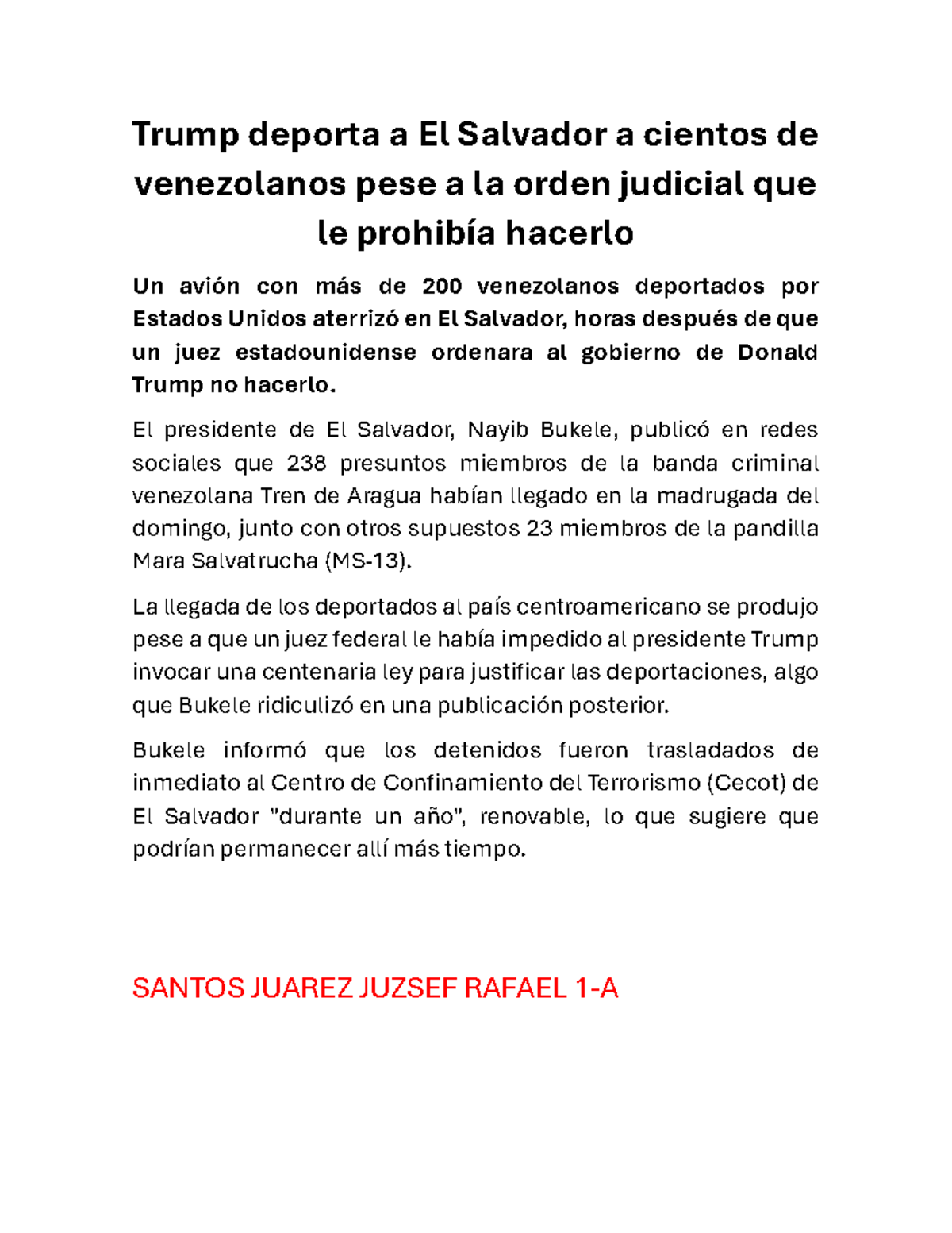 Trump deporta a El Salvador a cientos de venezolanos pese a la orden ...
