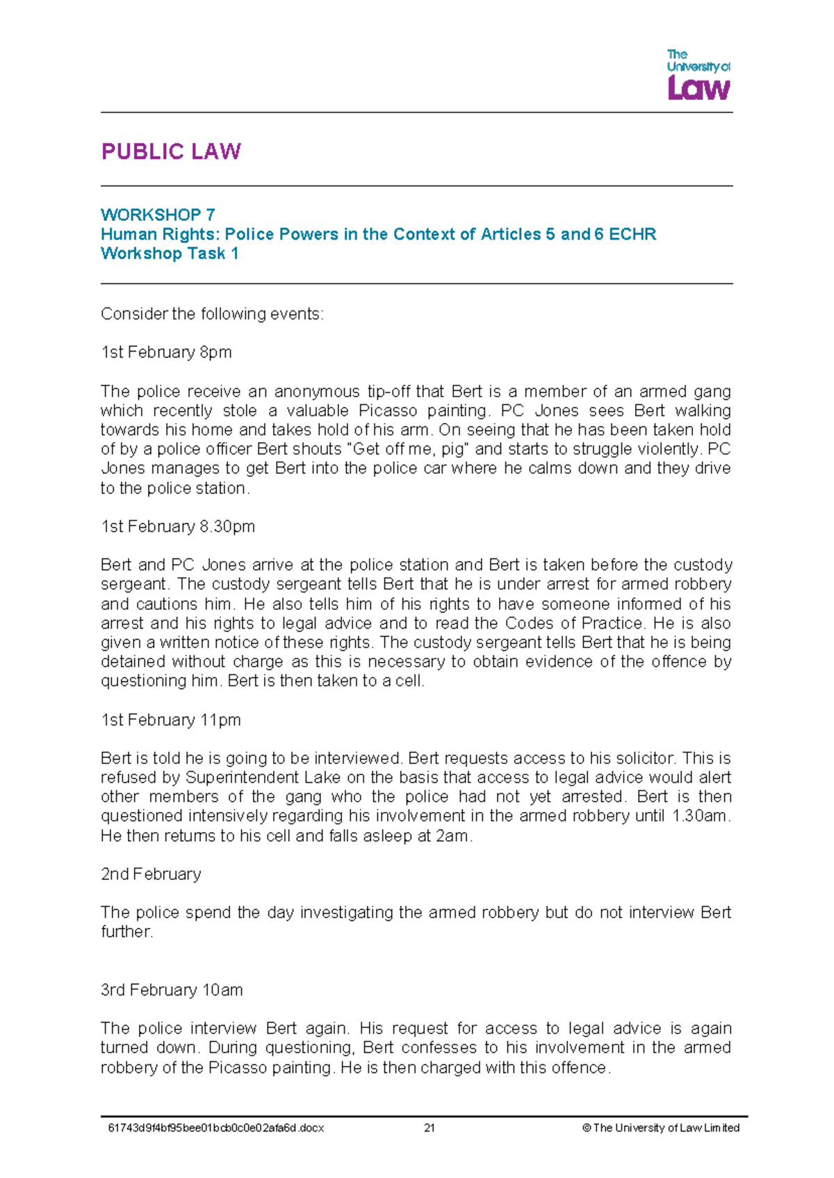 PUBLIC LAW UNIT 7 - Workshop on Human Rights & Police Powers ECHR - Studocu