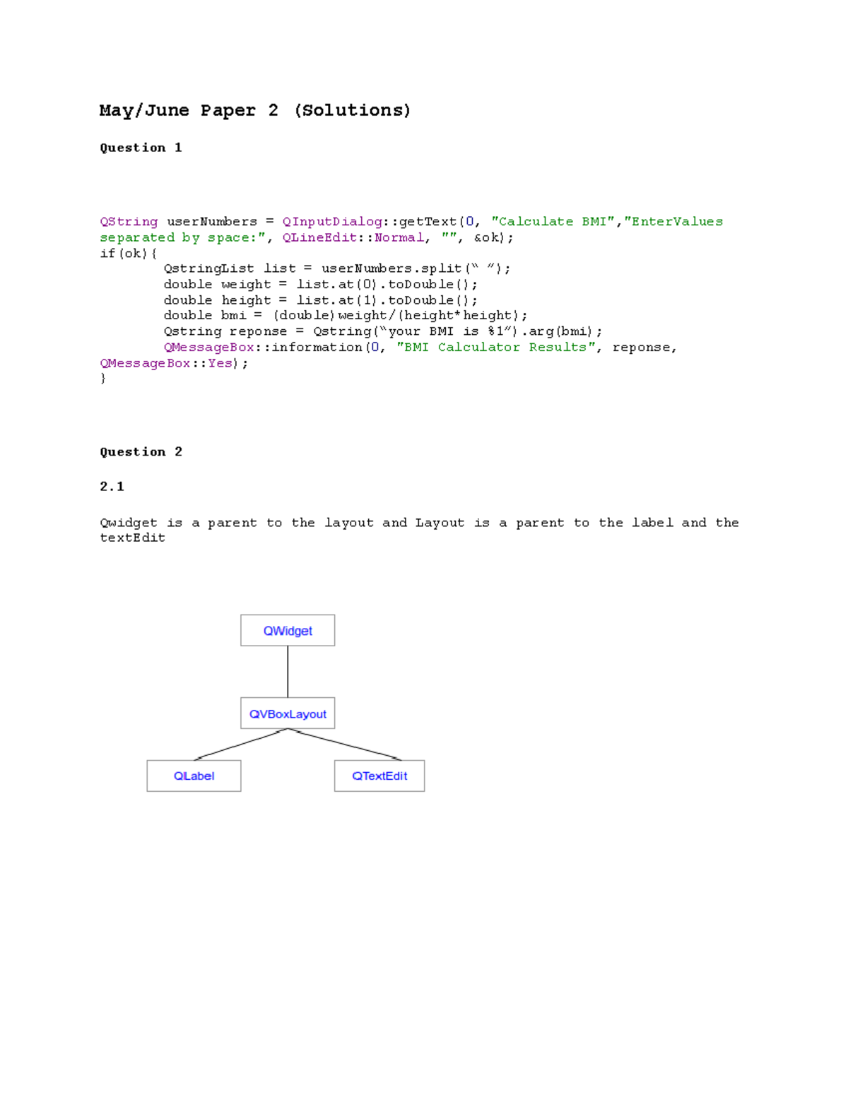 May/June P2 Solutions: C++ Concepts & Code Implementations - Studocu