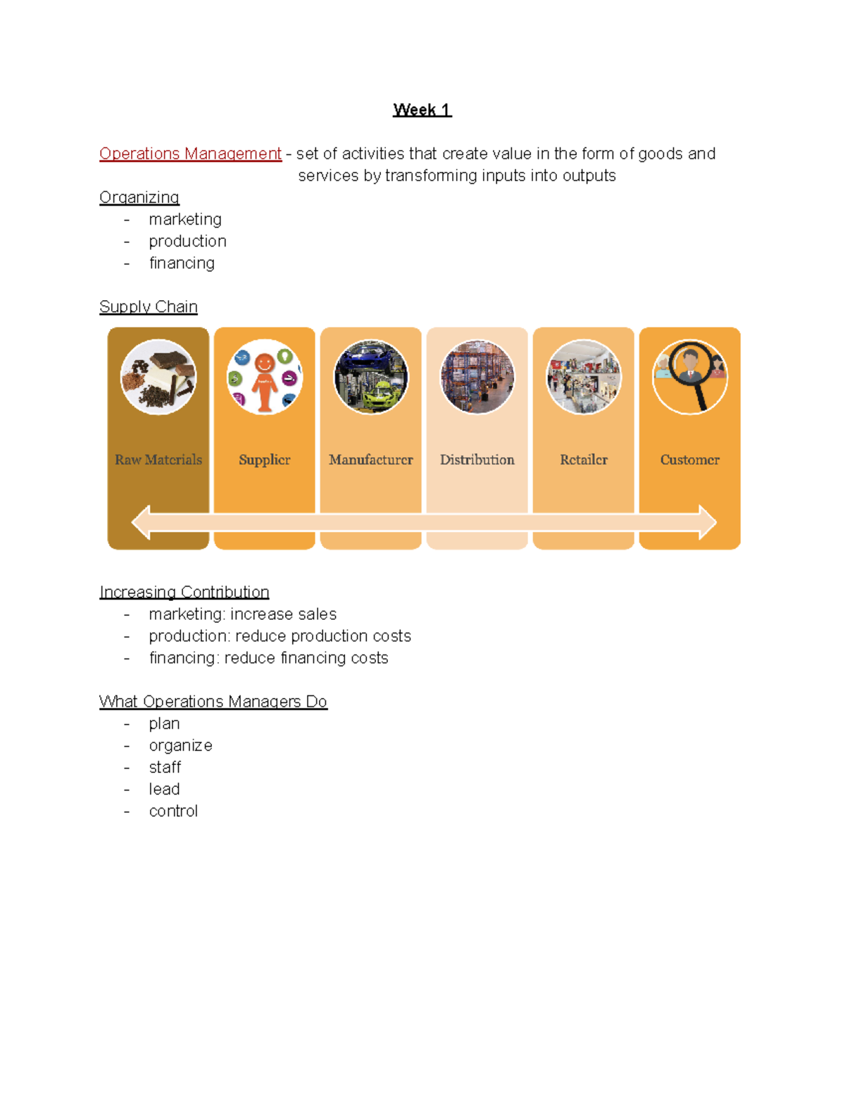 GMS 401 Notes - Week 1 Operations Management - set of activities that ...