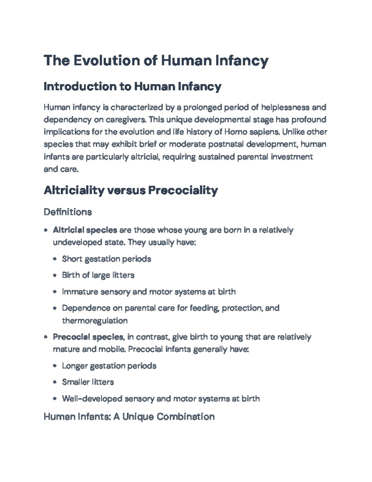 The Evolution of Human Infancy: Biocultural Implications and Care ...