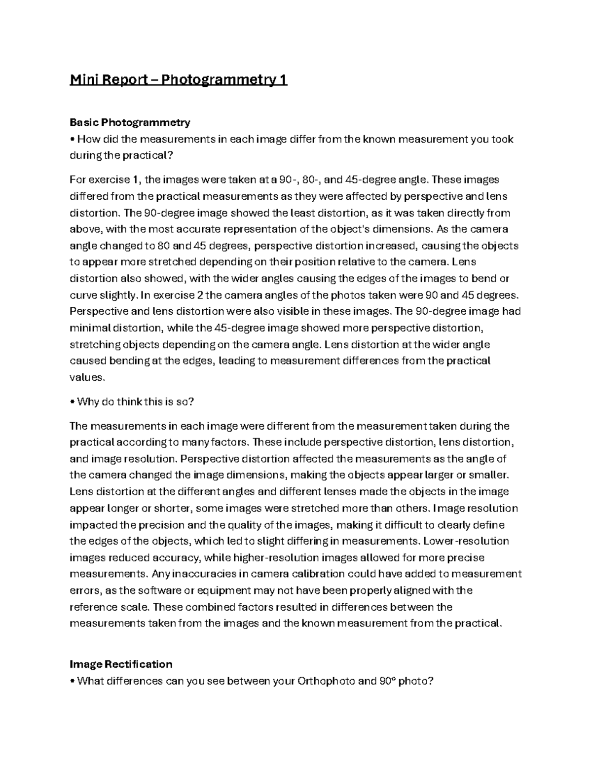 Mini Report – Photogrammetry 1 Basic Photogrammetry - Mini Report ...