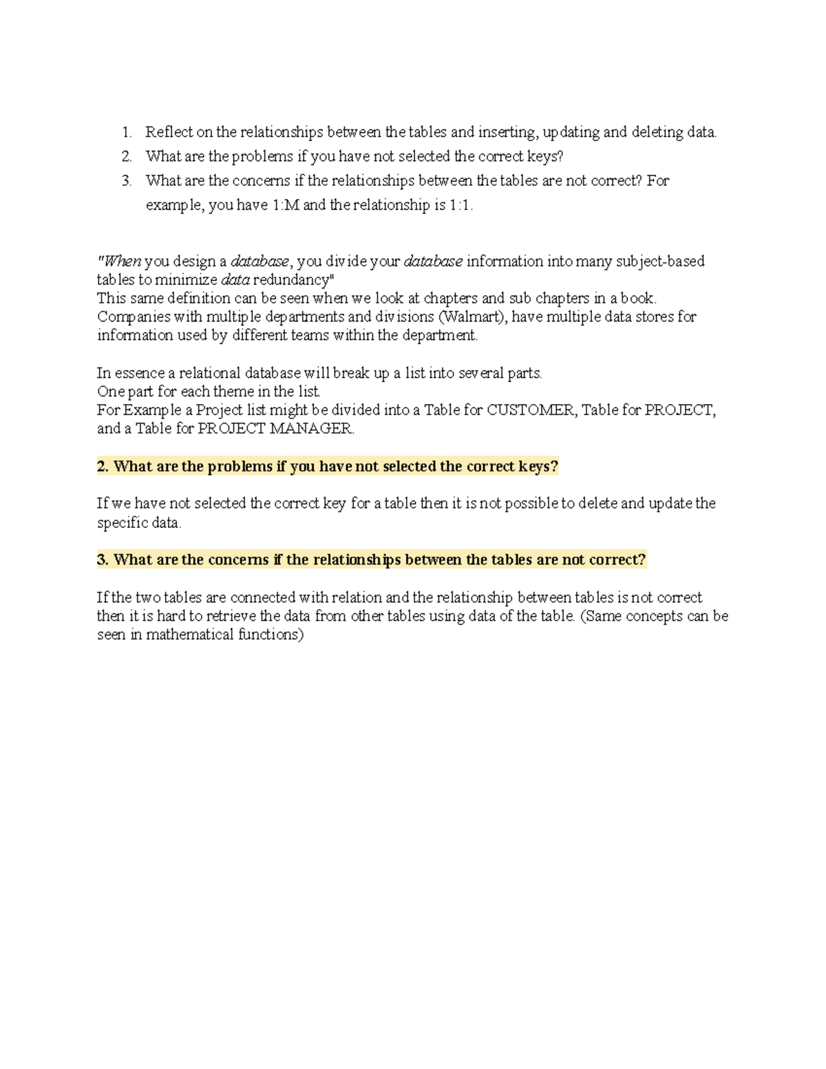 Database Fundamentals - Coursework Insights on Relationships and Keys ...