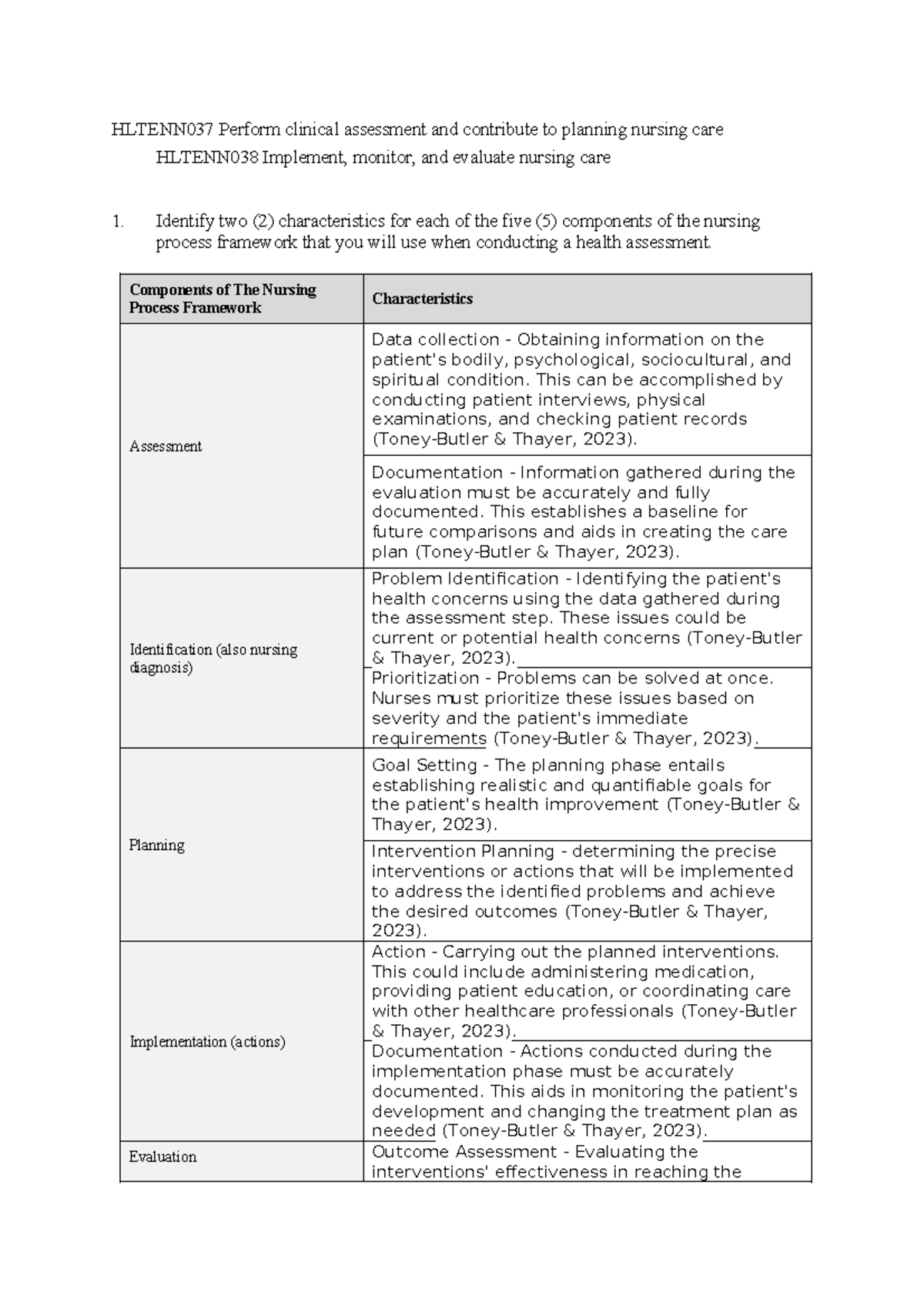 HLTENN037 Nursing Process Framework: Clinical Assessment & Care ...