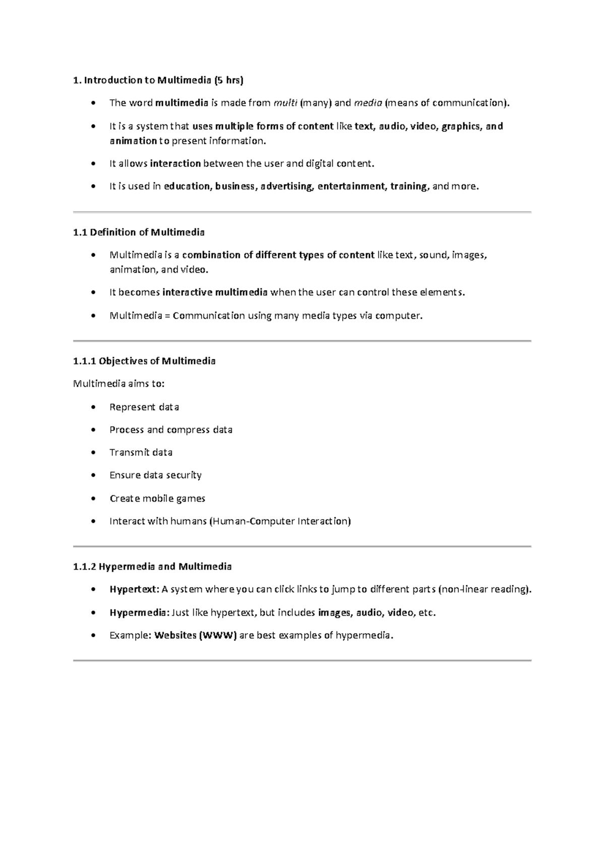 CSIT Multimedia Notes: Introduction, Applications, and Challenges - Studocu