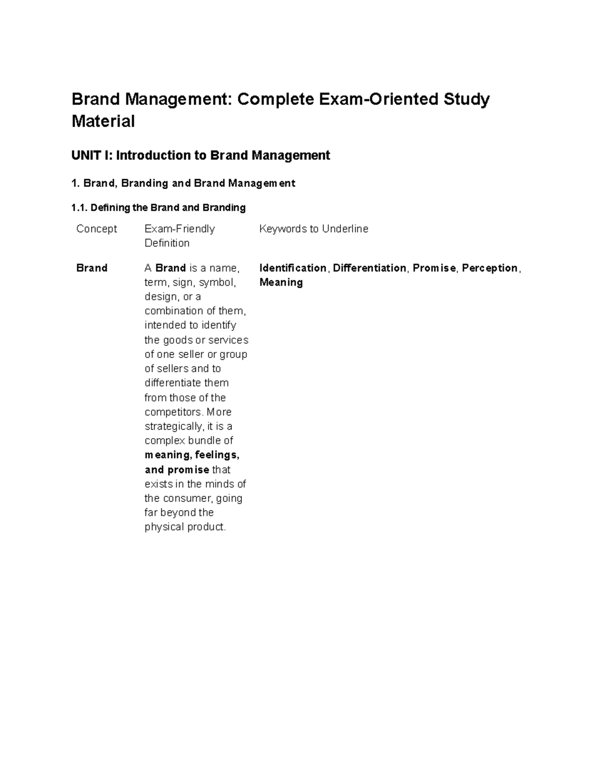 Brand Management (DSE): Comprehensive Exam Study Guide - Studocu
