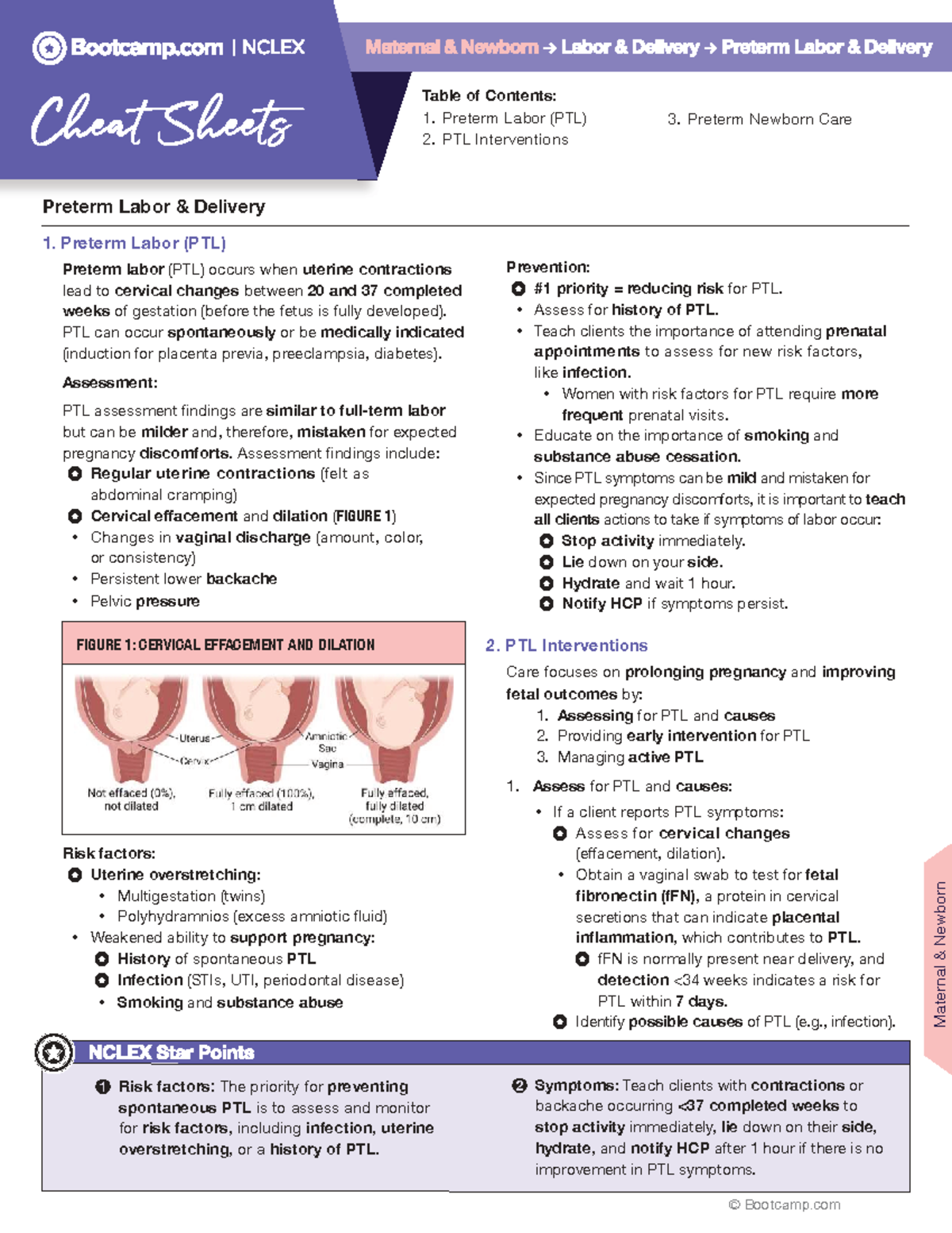 Preterm Labor & Delivery Cheat Sheet (NURS 101) - Studocu