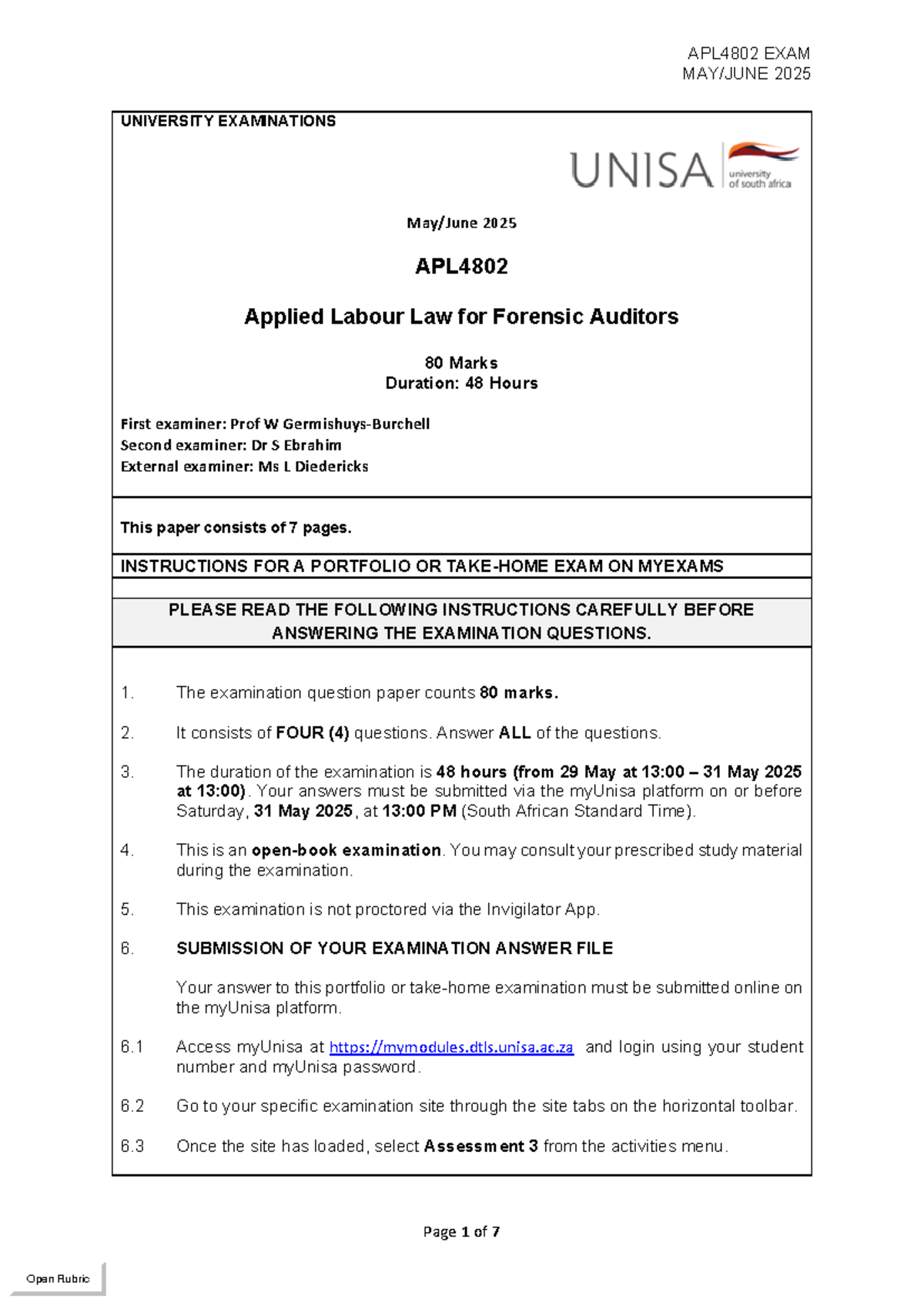 APL4802 Final Exam - May/June 2025: Applied Labour Law Insights - Studocu