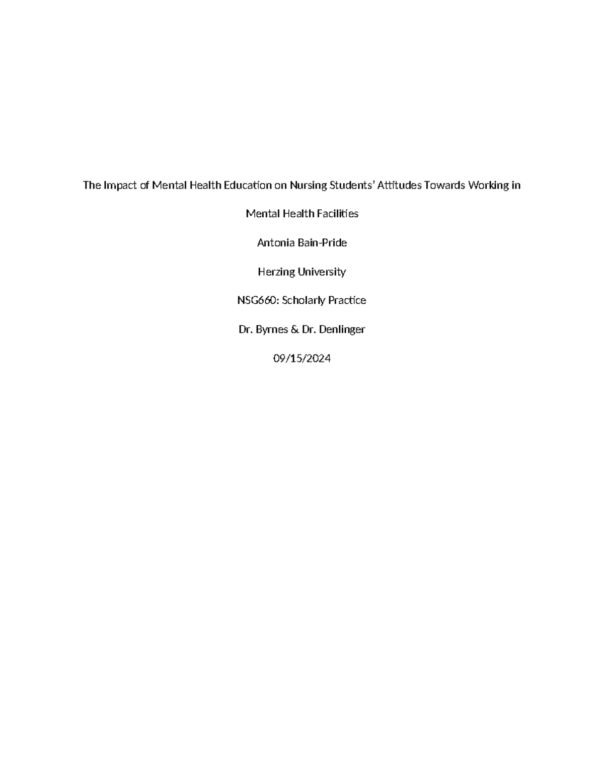 The Impact of Mental Health Education on Nursing Students 2024 - Byrnes ...