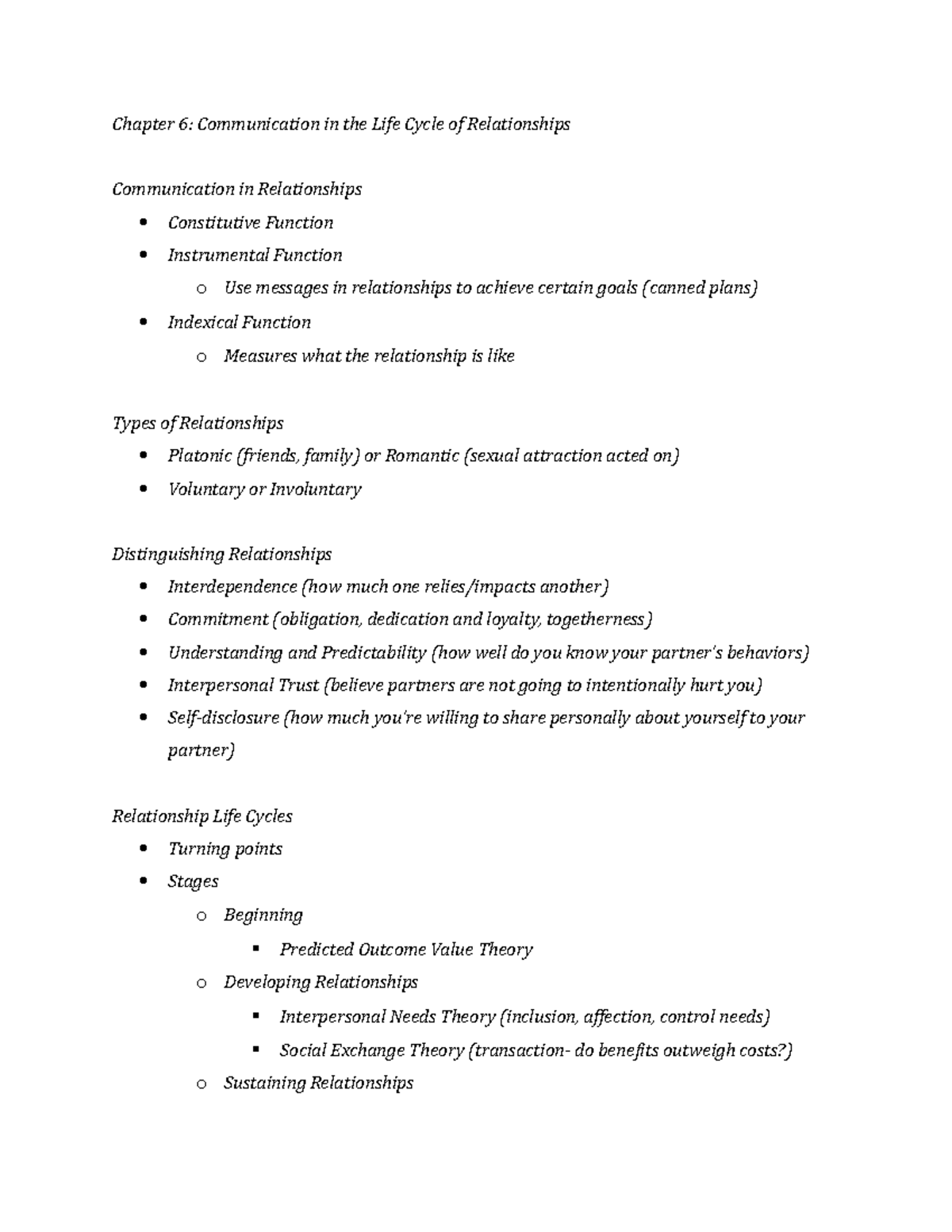 Chapter 6 notes - Chapter 6: Communication in the Life Cycle of ...