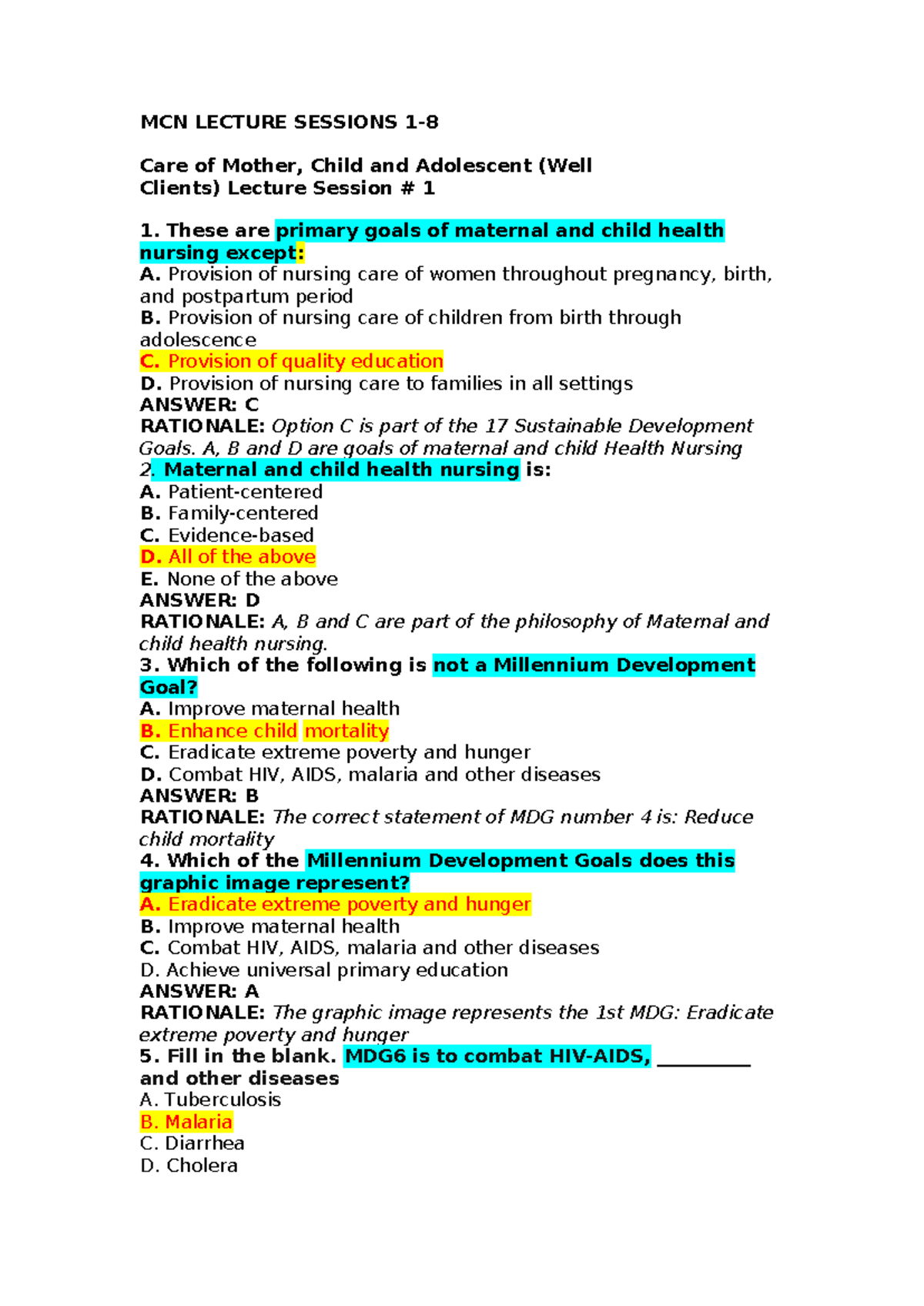 MCN Lecture Series: Maternal and Child Health Nursing Sessions 1-8 ...