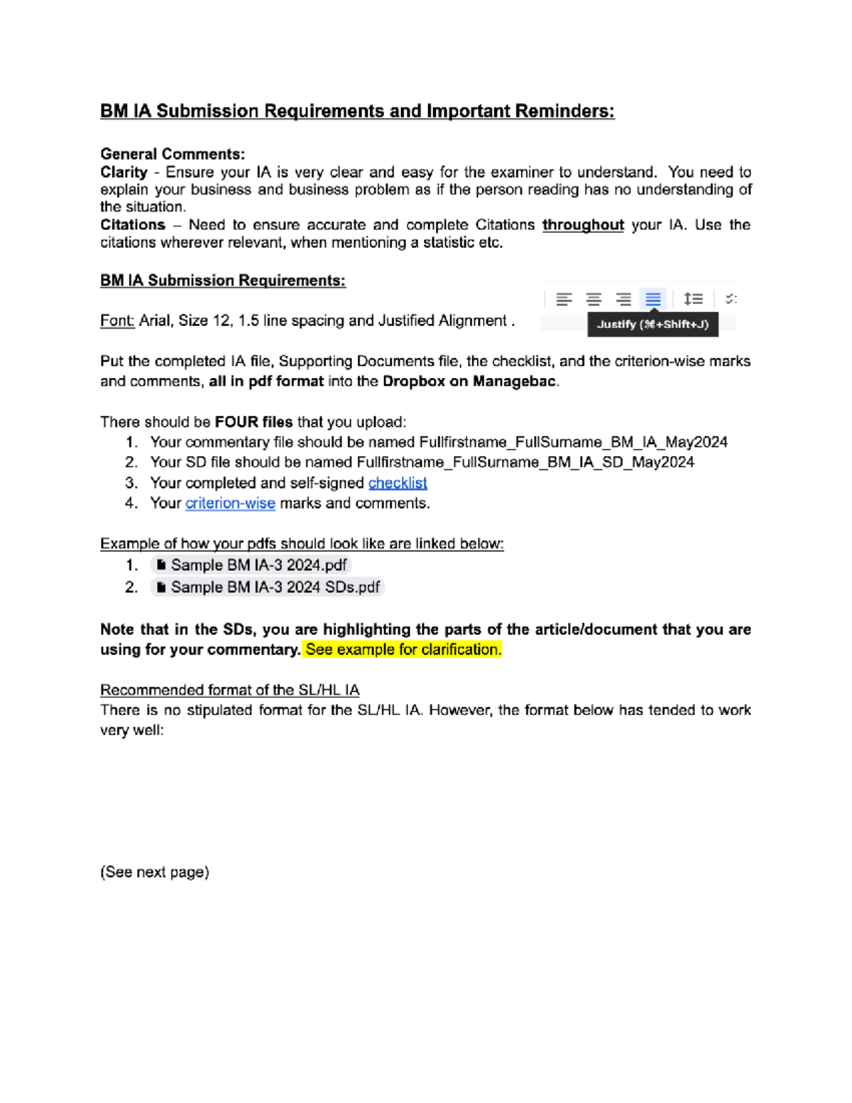 BM IA Submission Guidelines and Key Reminders for May 2024 - Studocu