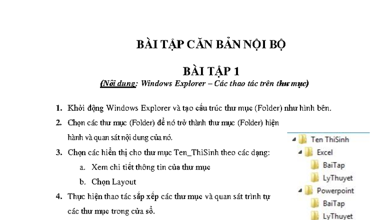 BÀI TẬP CĂN BẢN: Hướng Dẫn Sử Dụng Windows Explorer - Studocu