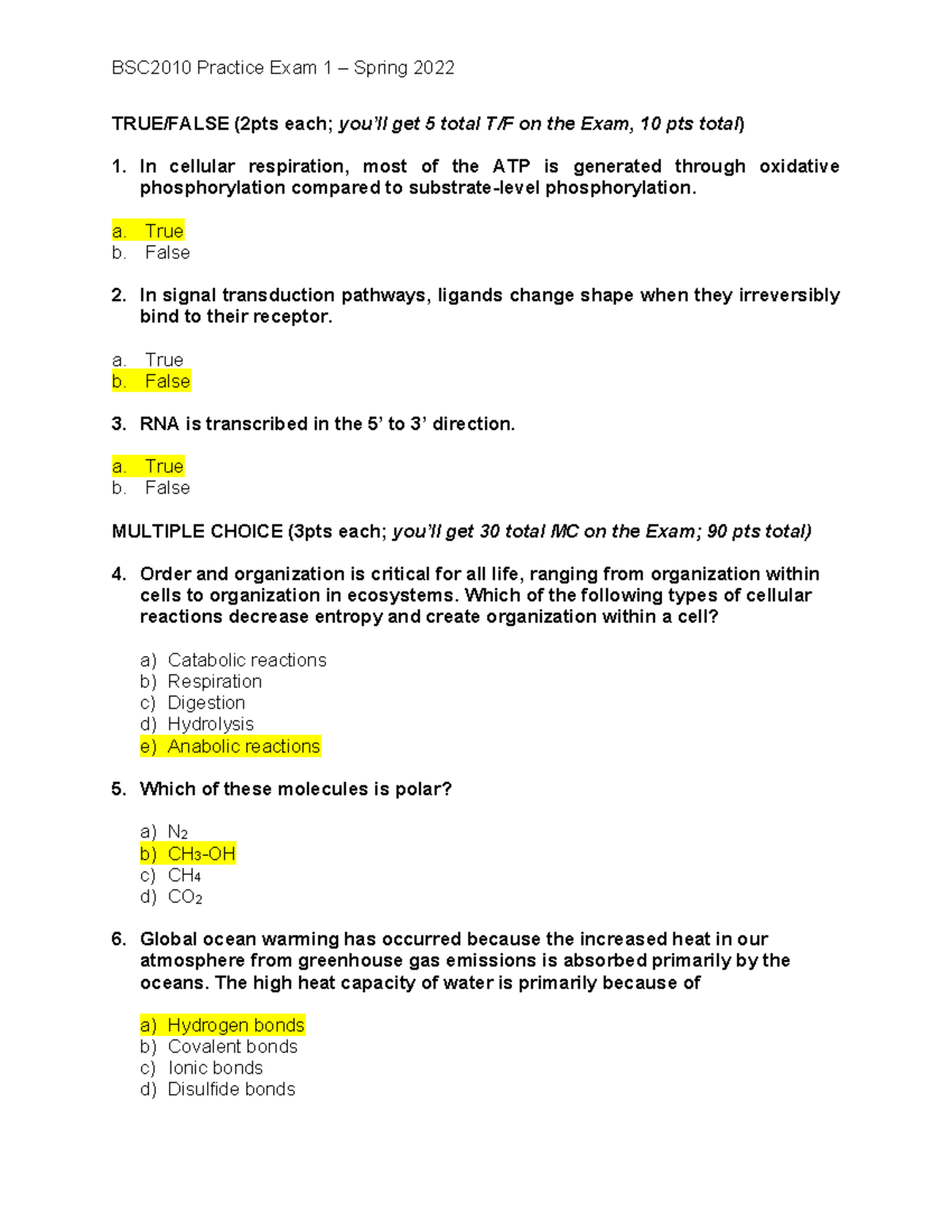 BSC2010 Practice Exam 1 Review – Spring 2022 - Studocu