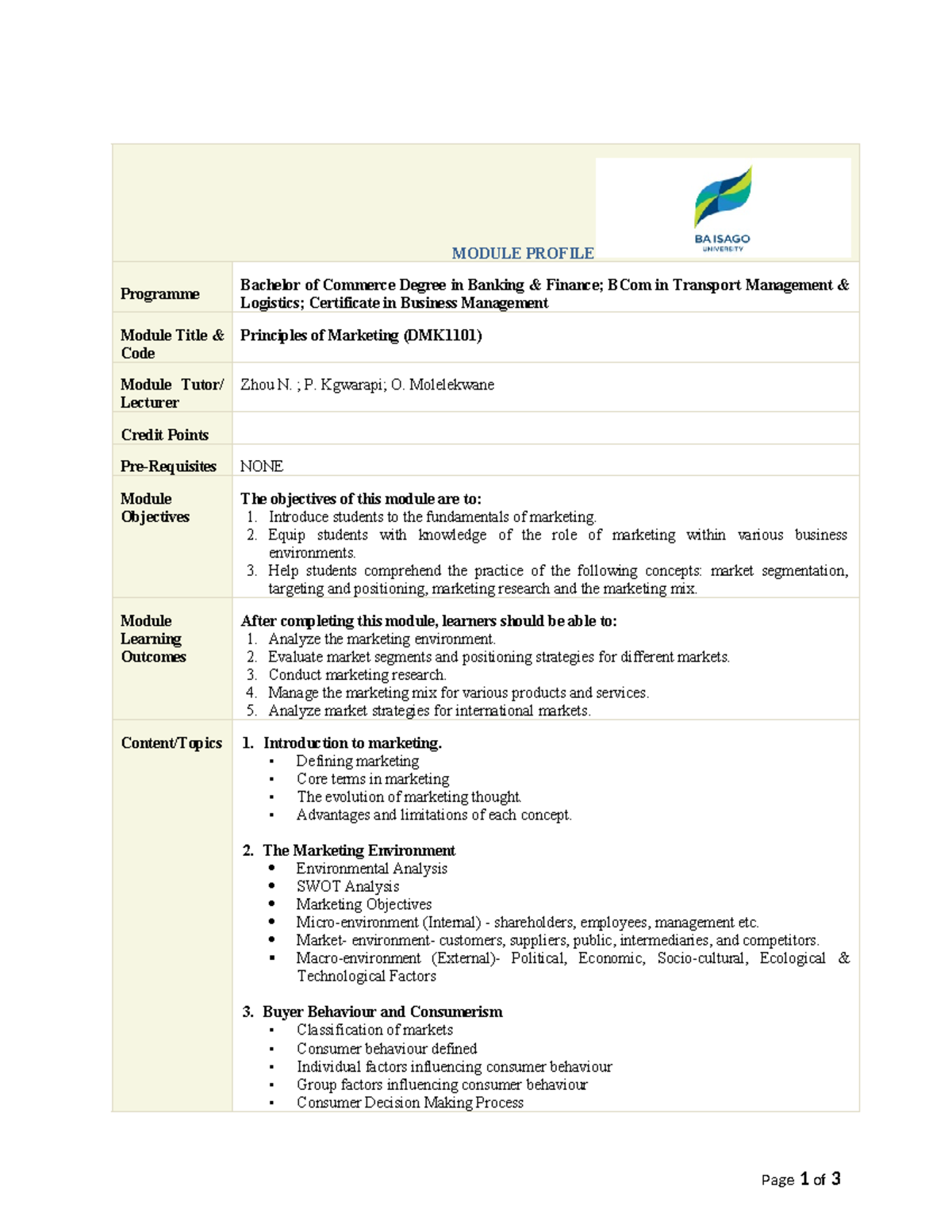 Principles of Marketing Overview and Course Insights (DMK1101) - Studocu