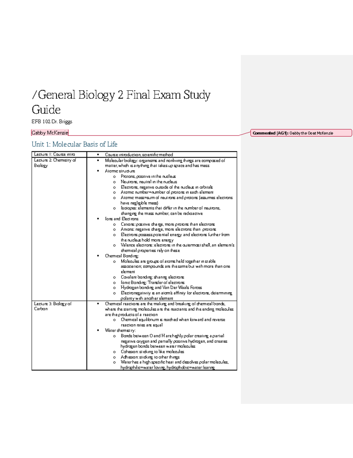 General Biology 2 Final Exam Study Guide EFB 102 - Studocu