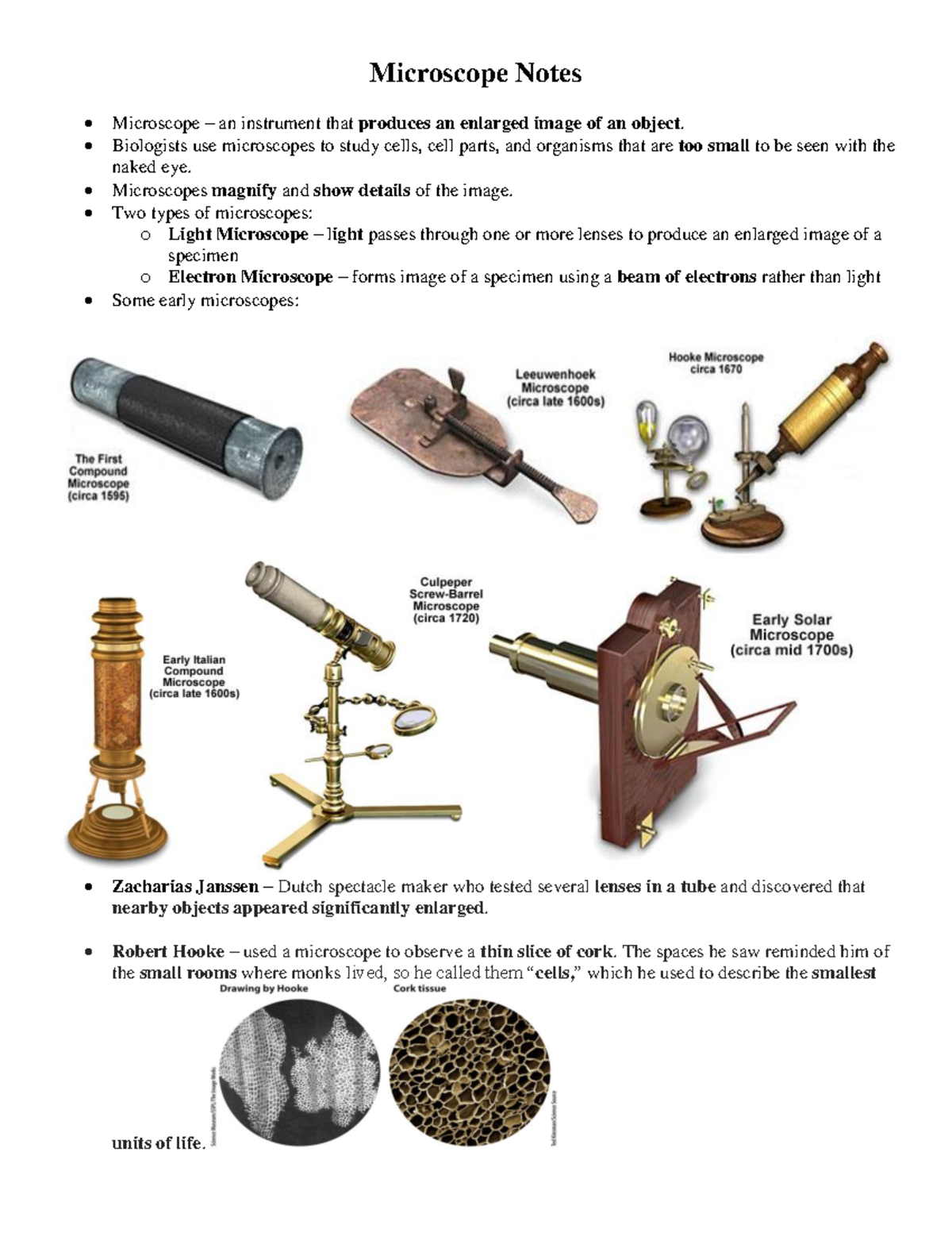 Microscope Notes - Microscope Notes Microscope – an instrument that ...