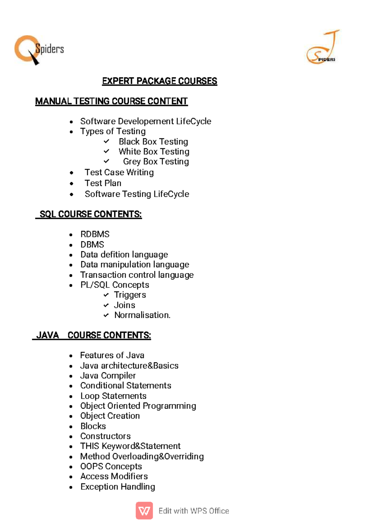 Software Testing Manual: Expert Package Courses - Studocu