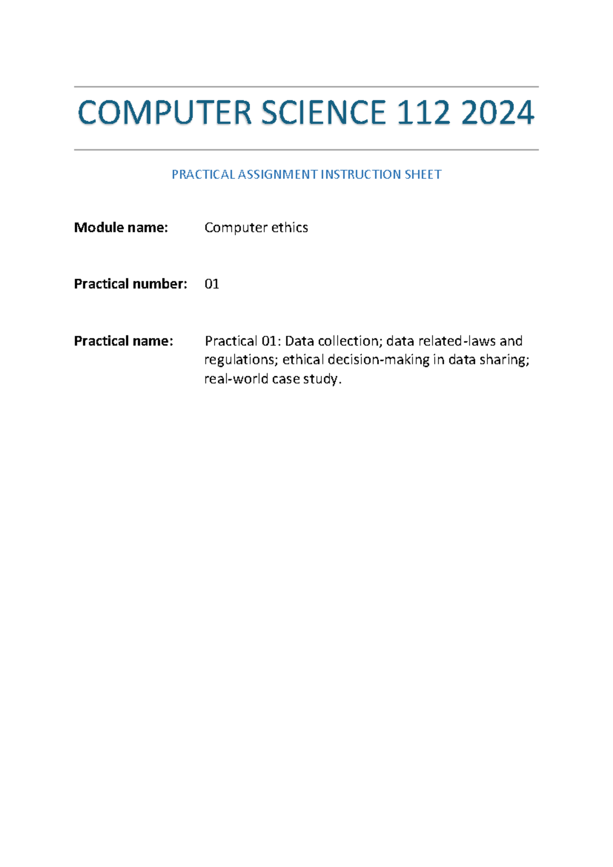 CS112 Ethics Practical 01: Data Collection & Decision-Making Guide ...