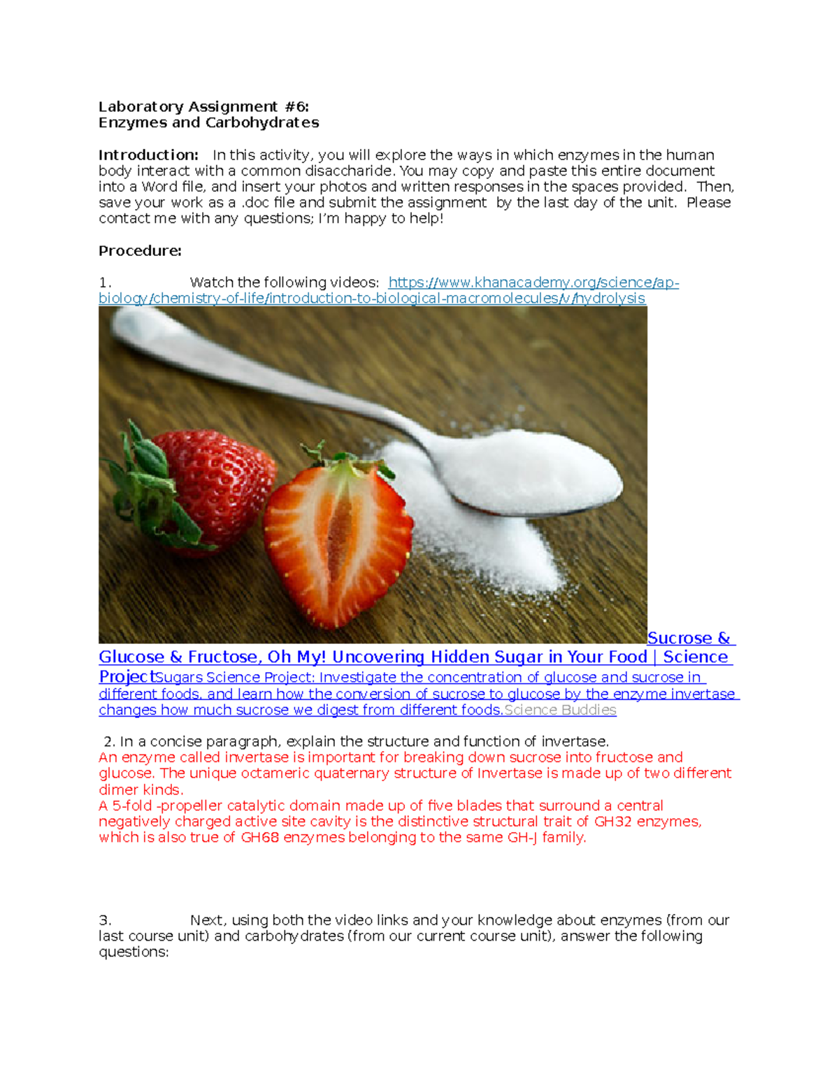 Bio Chem Lab 6 - Biochemistry with Betsy Bainer - Laboratory Assignment ...