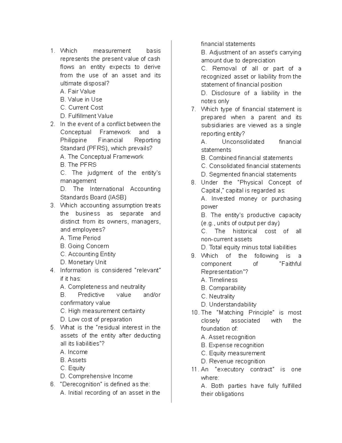 CFAS - Financial Reporting Concepts and Measurement Notes - Studocu