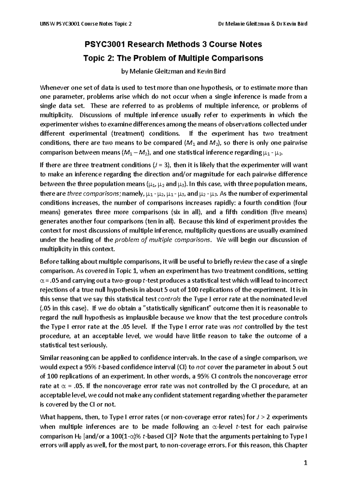 PSYC3001 Course Notes Topic 2 2026 - PSYC3001 Research Methods 3 Course ...