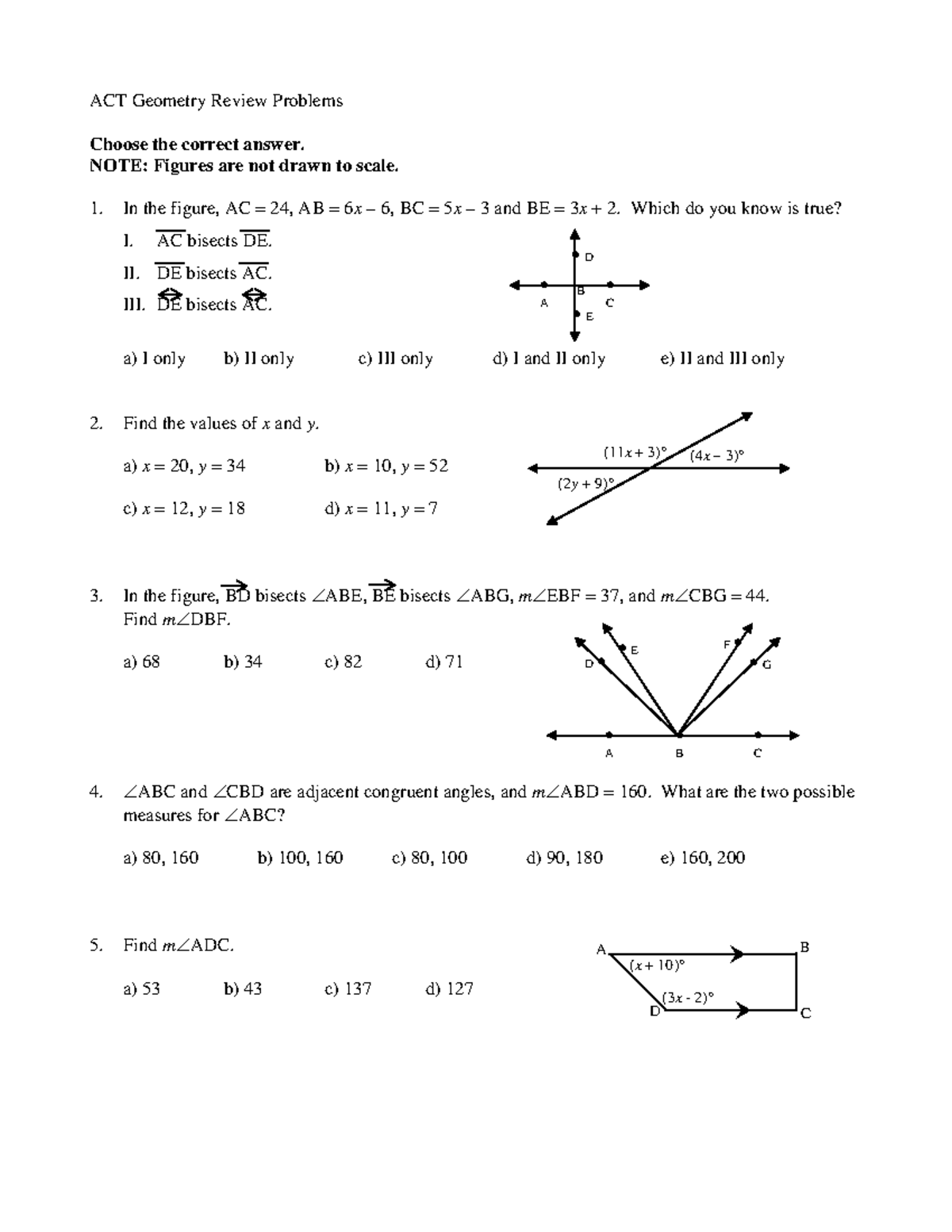 ACT Geometry Review Questions & Answers - Studocu