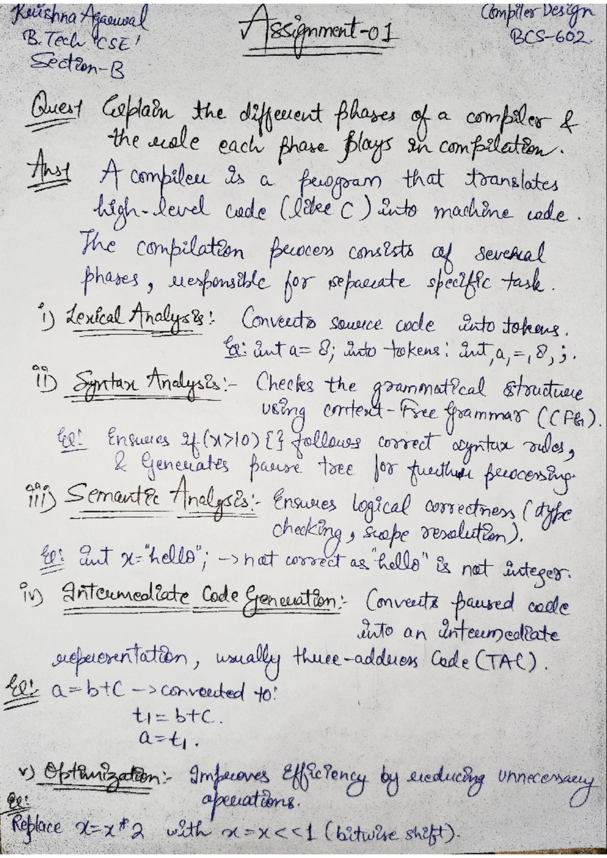 Compiler Design B. Tech CSE! Assignment: Phases & Bootstrapping ...