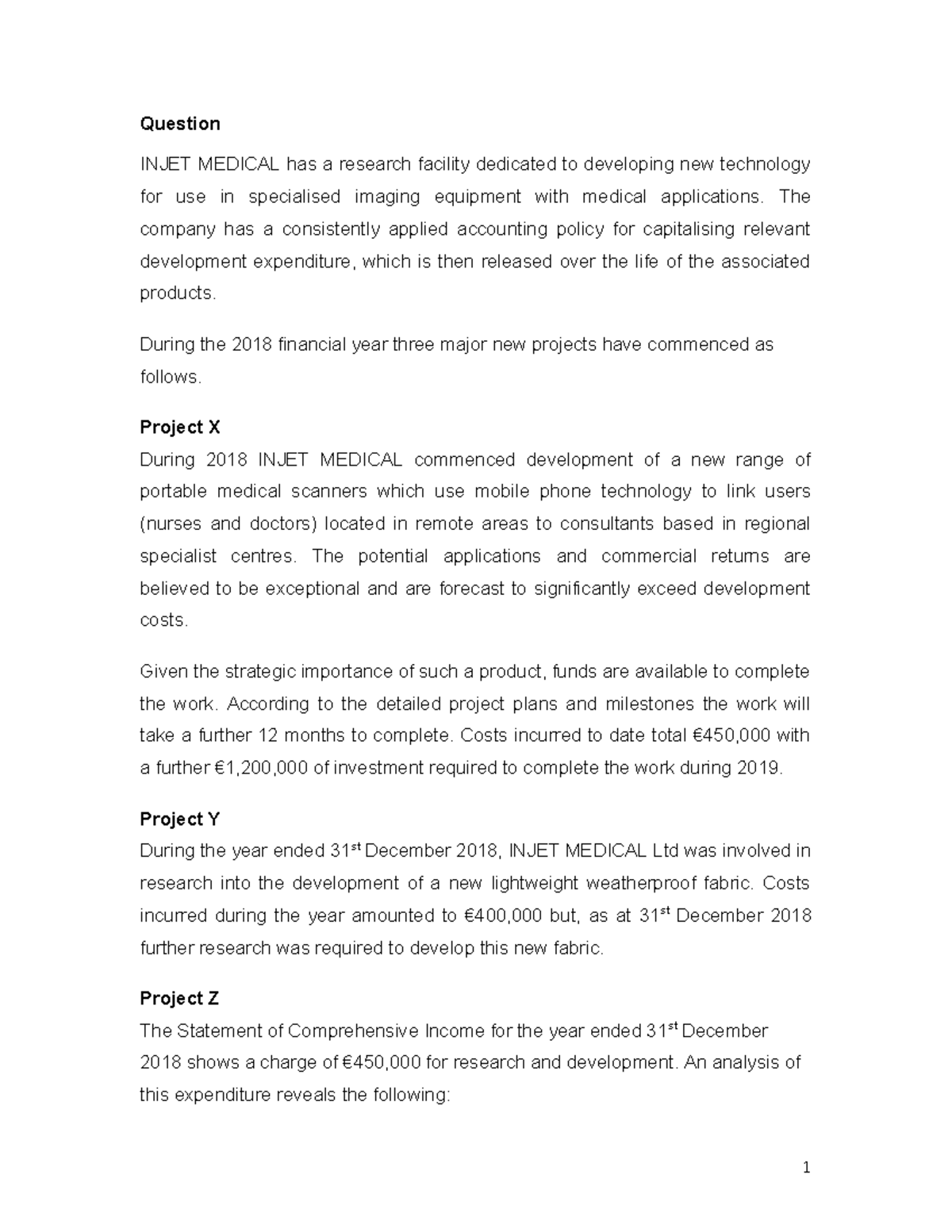 Question IAS 38: INJET MEDICAL's R&D Projects Overview - Studocu