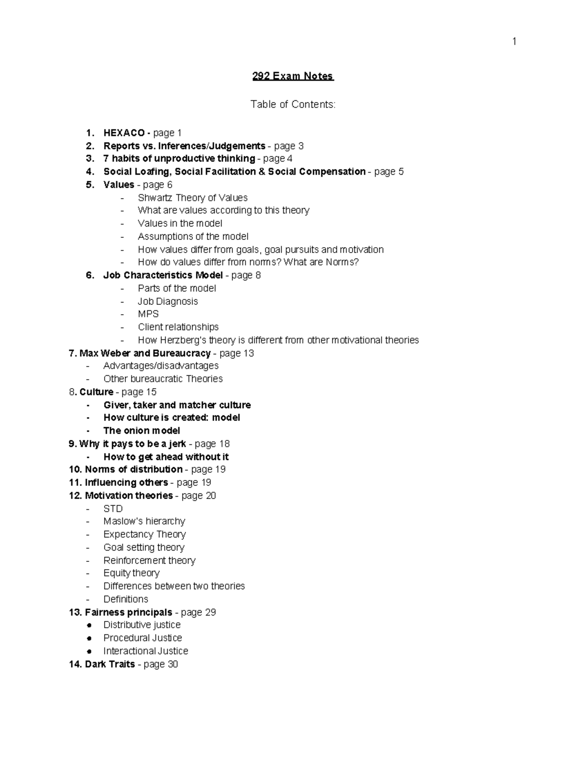 292 Final Exam Study Notes: Organizational Behavior Concepts - Studocu