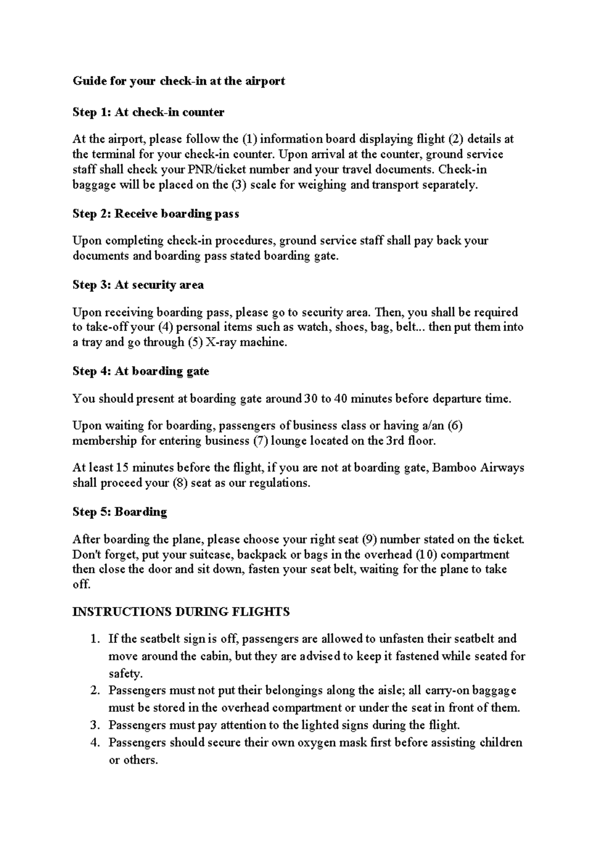 Air Travel Guide: Step-by-Step Instructions at the Airport - Studocu