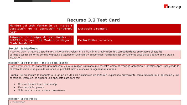 Recurso 3.3 Test Card: Validación de Interés en la App de Tutorías ...
