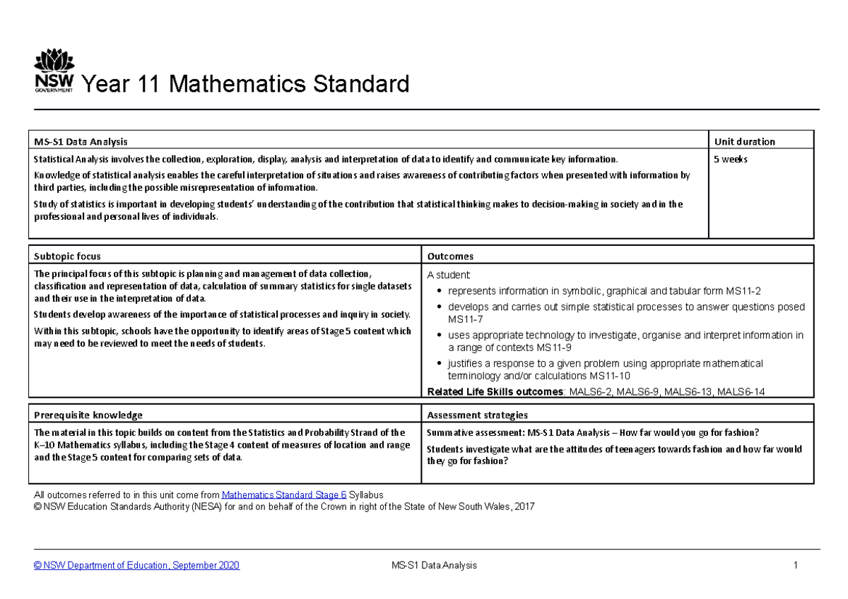 MS-S1 Data Analysis Unit S6: Statistical Analysis Overview - Studocu