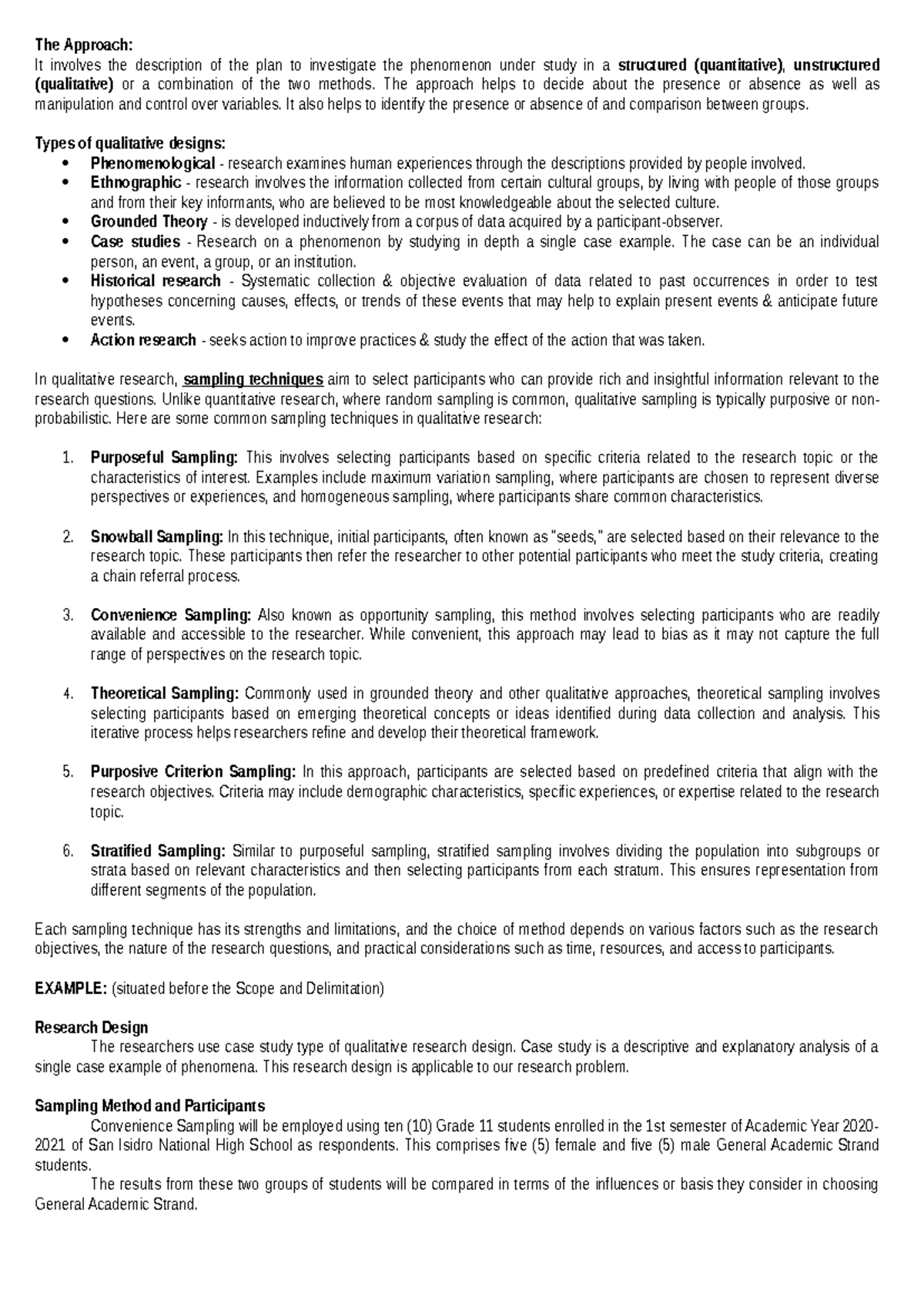 Research Design & Sampling Methods in Qualitative Study (Course Code: 9 ...
