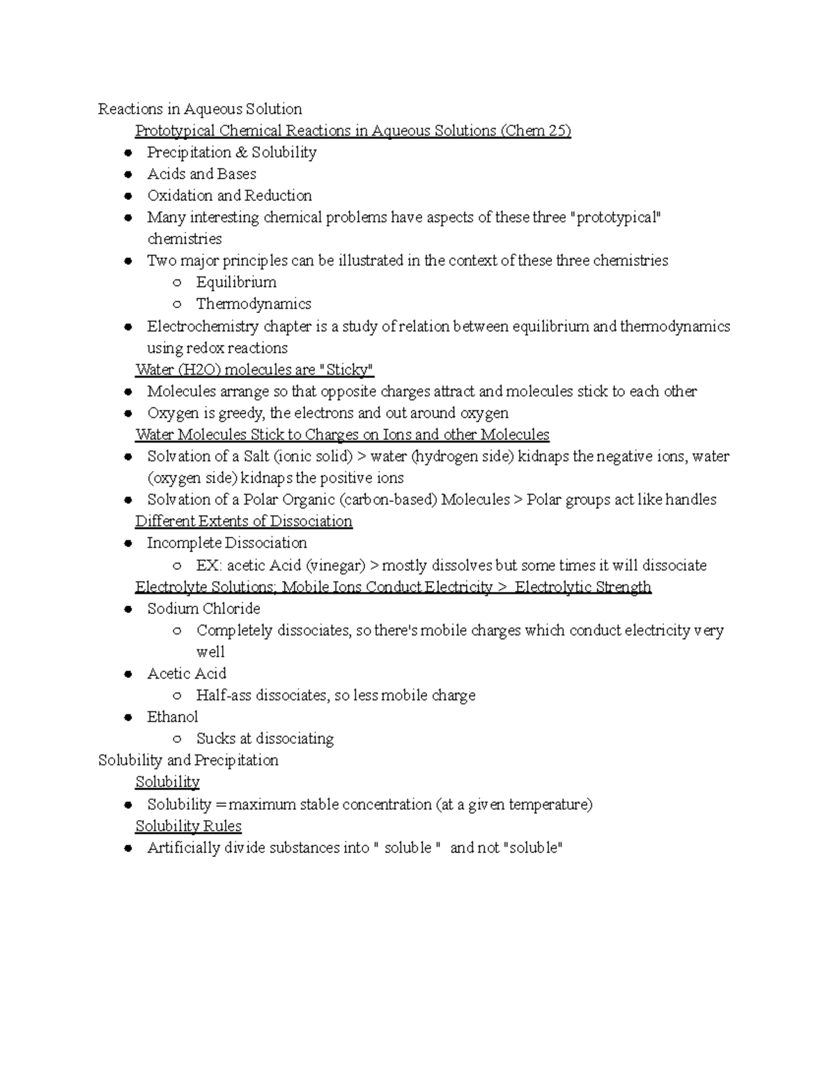 Chem 25: Chapter 4 - Reactions in Aqueous Solutions - Studocu