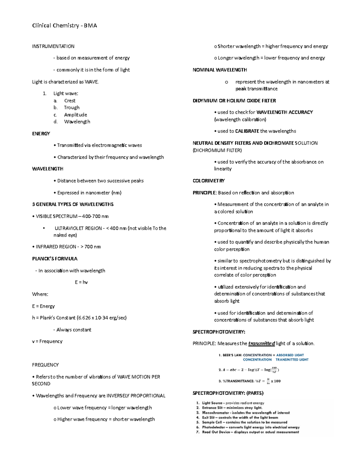 CC-Prelim: Clinical Chemistry Instrumentation and Spectrophotometry ...