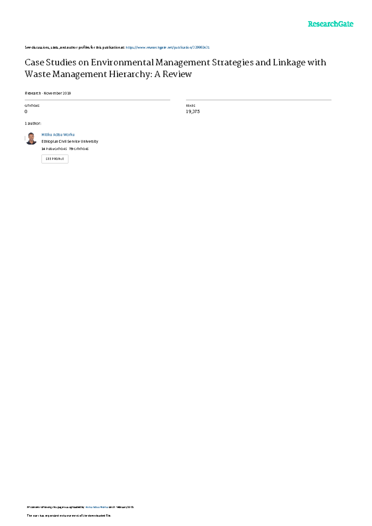 Case Studies on Environmental Management Strategies: A Review (CIT 1232 ...